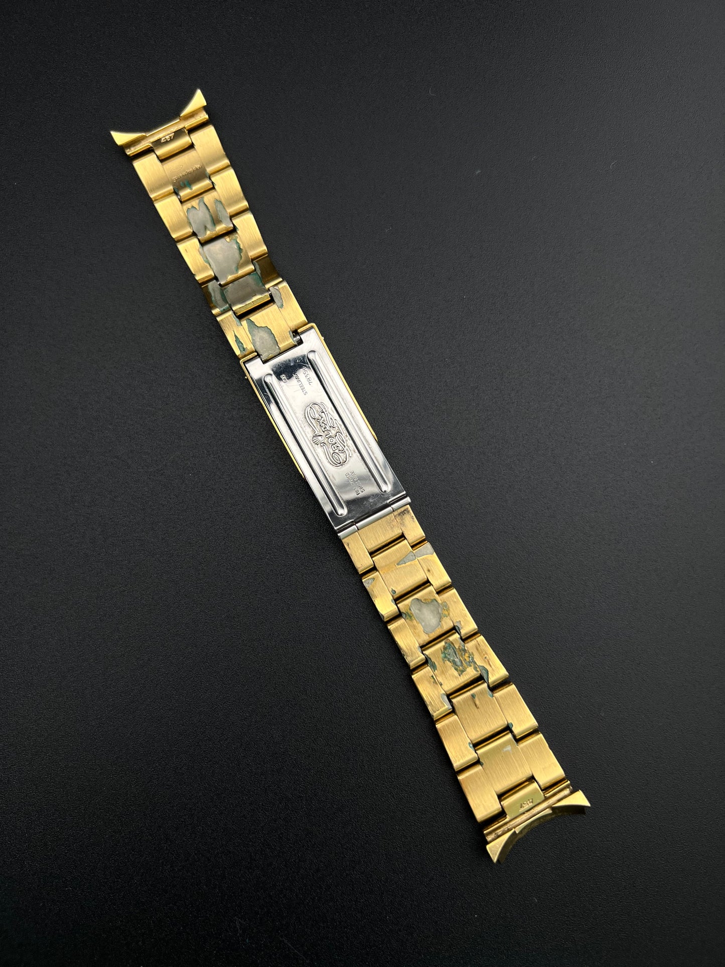 RARE ROLEX GOLD ELECTROPLATED 19MM OYSTER WATCH BAND BRACELET 78351 / 457 1986