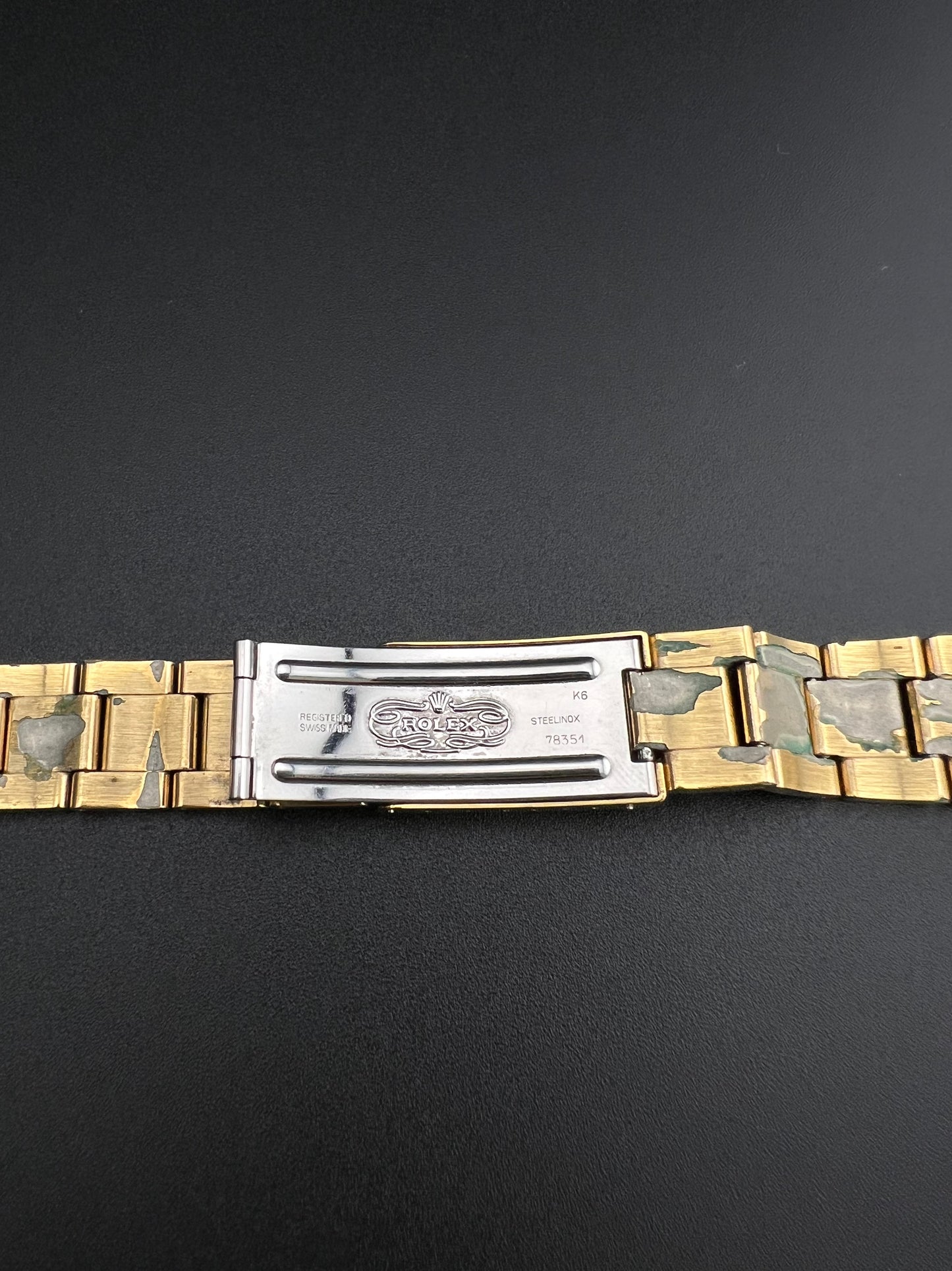 RARE ROLEX GOLD ELECTROPLATED 19MM OYSTER WATCH BAND BRACELET 78351 / 457 1986
