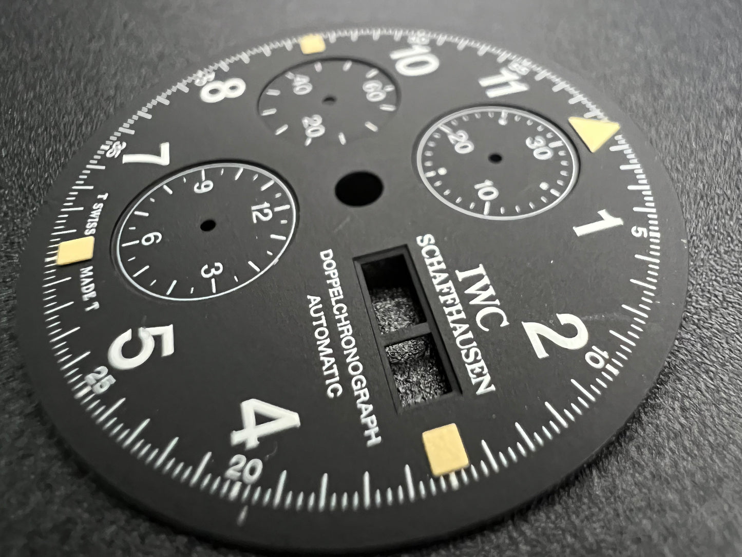 NOS RARE IWC DOPPELCHRONOGRAPH ZIFFERBLATT DIAL TRITIUM REF 3713 PILOTS WATCH